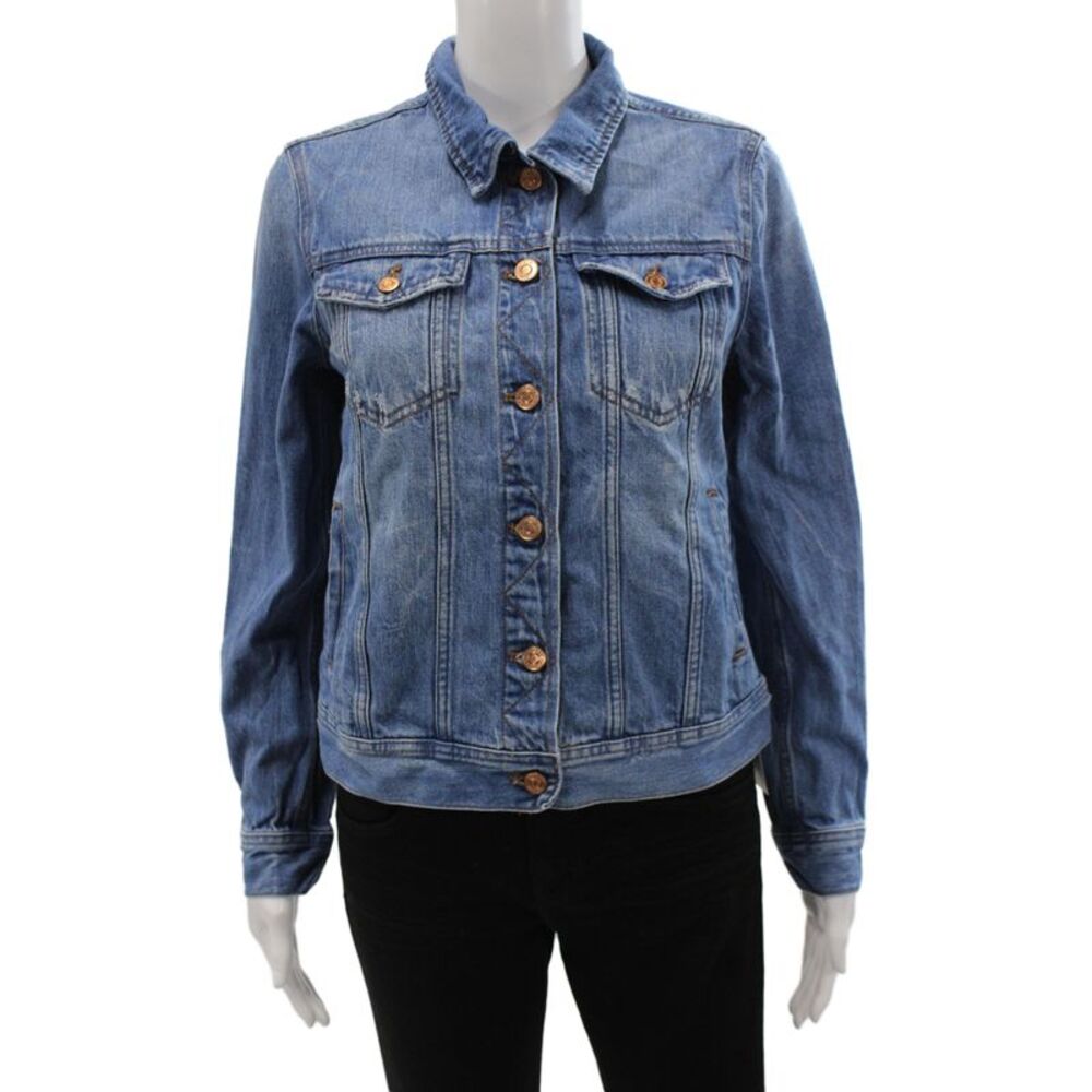 J Crew Womens Basic Jacket Blue Cotton Long Sleeve Button Size S